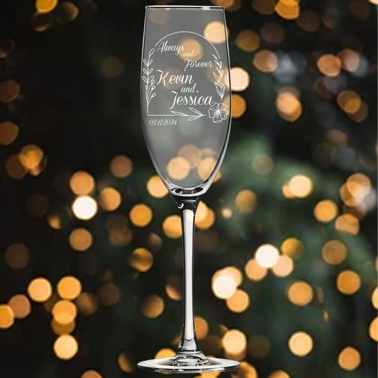 8oz Champagne Flute - Bride and Groom