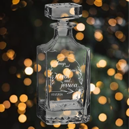 750ml Square Decanter - Bride and Groom