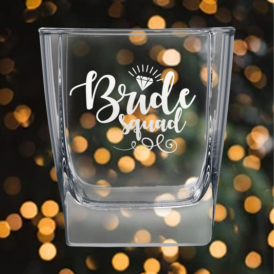 10.5oz Square On The Rocks Glass - Bridesmaid