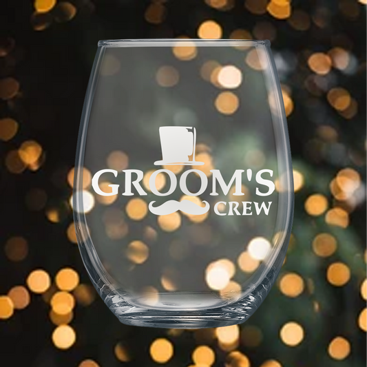 15oz Stemless Wine Glass - Groomsmen