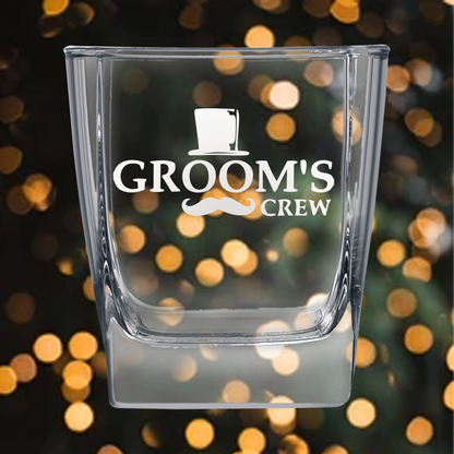 10.5oz Square On The Rocks Glass - Groomsmen