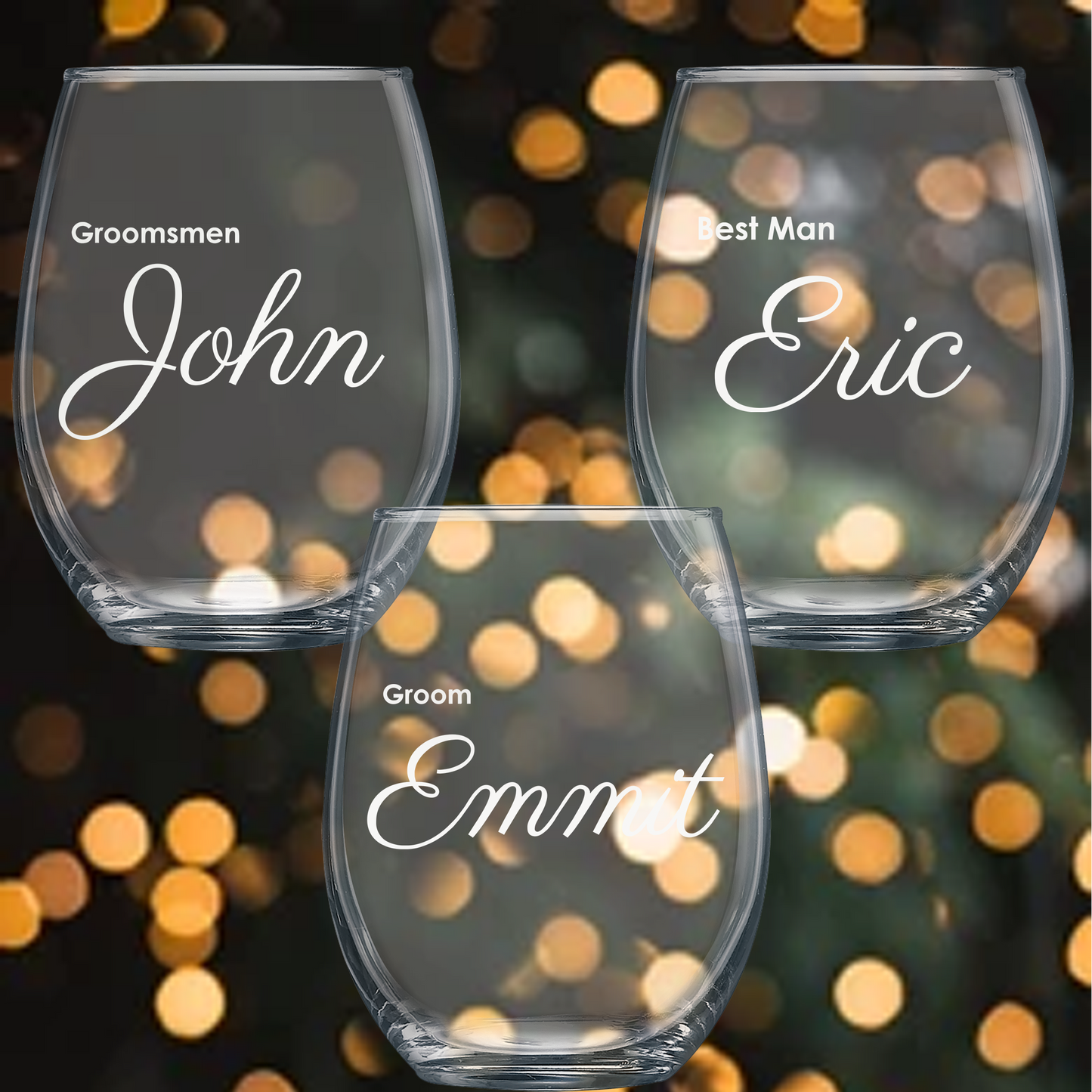 15oz Stemless Wine Glass - Groomsmen