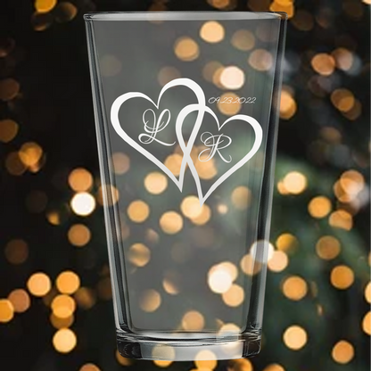 16oz Pint Glass - Bride and Groom