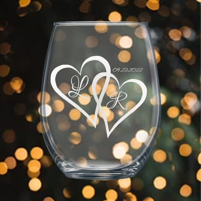 15oz Stemless Wine Glass - Bride and Groom