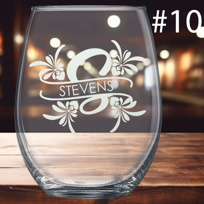 15oz Stemless Wine Glass - Monogram