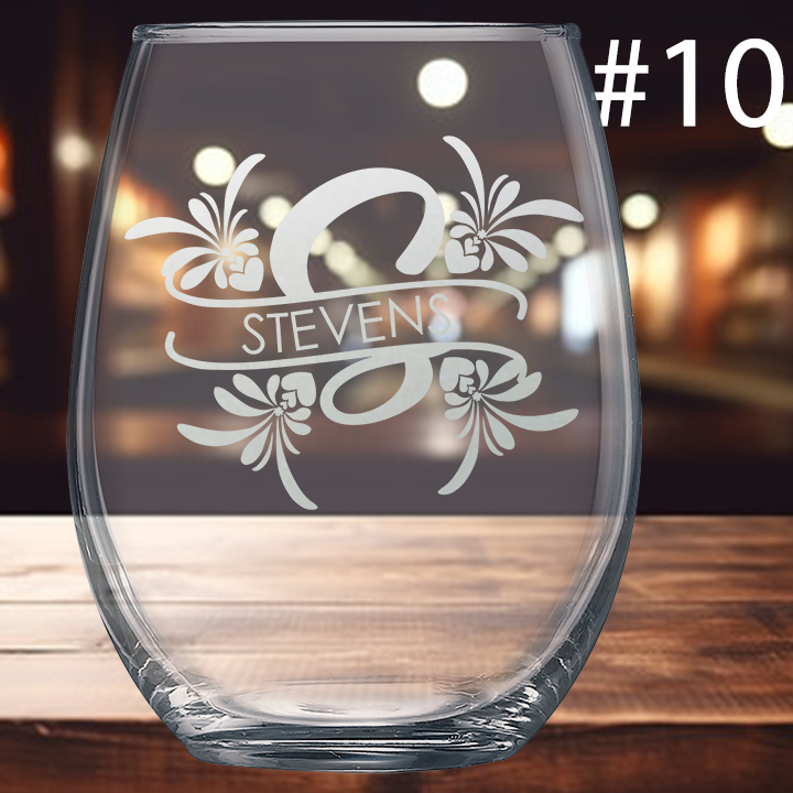 21oz Stemless Wine Glass - Monogram