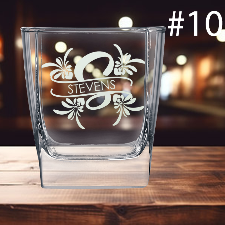 10.5oz Square On The Rocks Glass - Monogram