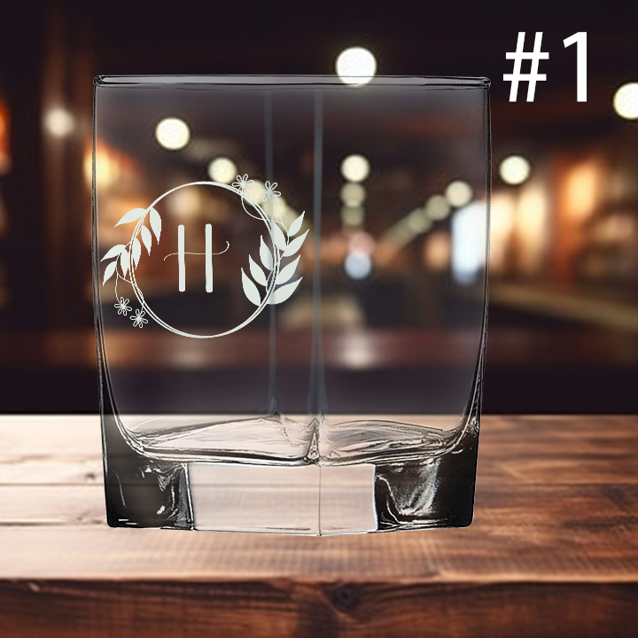 12oz Square Double Old Fashioned Glass - Monogram