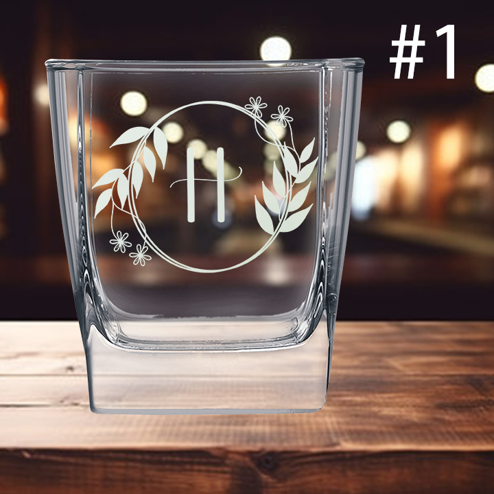 10.5oz Square On The Rocks Glass - Monogram