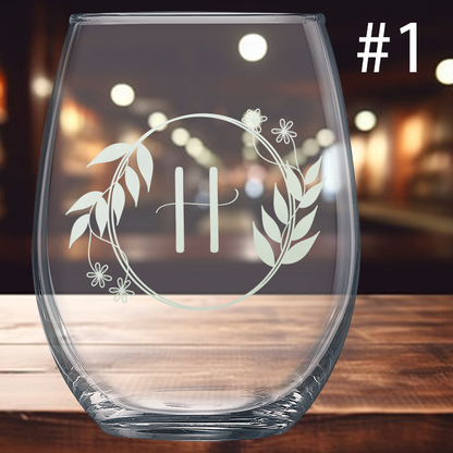 15oz Stemless Wine Glass - Monogram