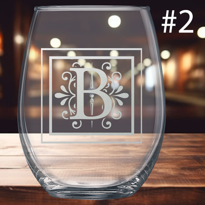 21oz Stemless Wine Glass - Monogram