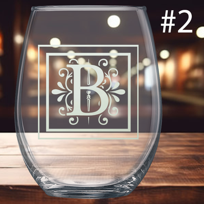 15oz Stemless Wine Glass - Monogram