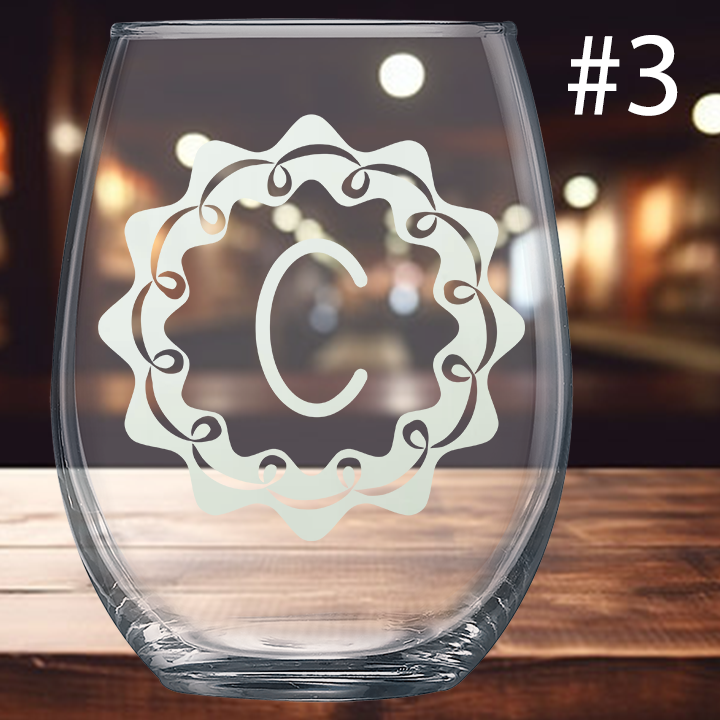 15oz Stemless Wine Glass - Monogram