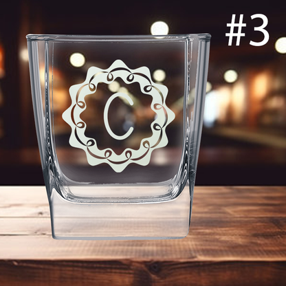 10.5oz Square On The Rocks Glass - Monogram