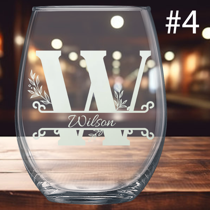 15oz Stemless Wine Glass - Monogram