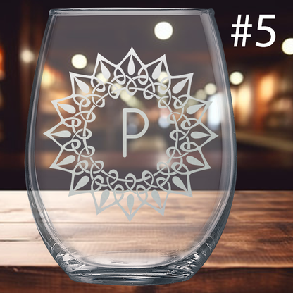 21oz Stemless Wine Glass - Monogram