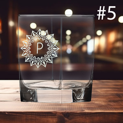 12oz Square Double Old Fashioned Glass - Monogram