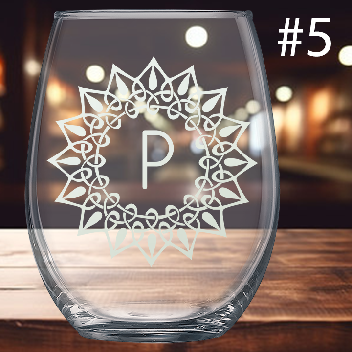 15oz Stemless Wine Glass - Monogram