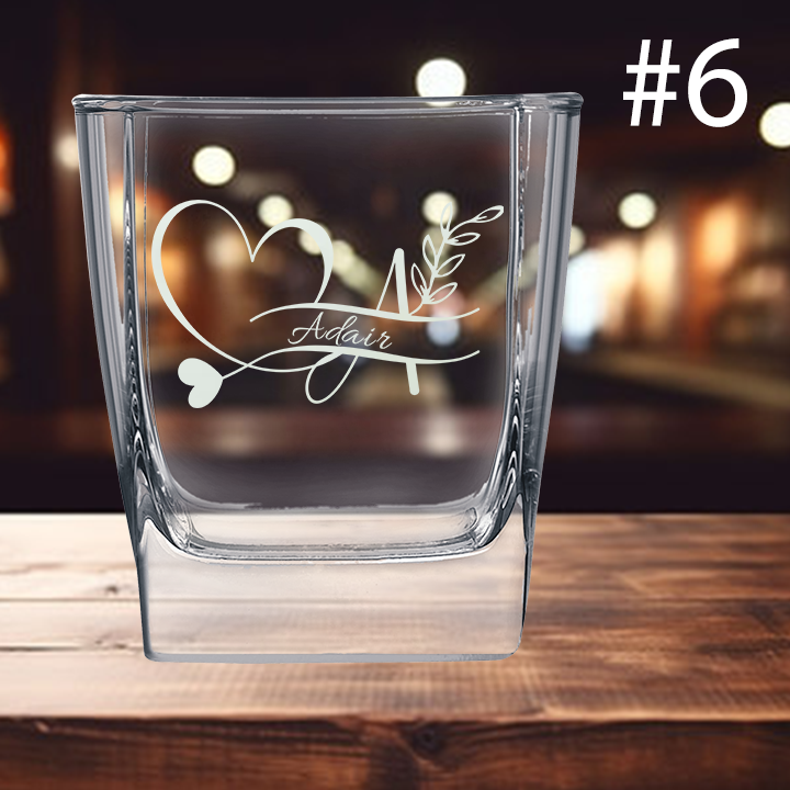 10.5oz Square On The Rocks Glass - Monogram