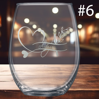 21oz Stemless Wine Glass - Monogram