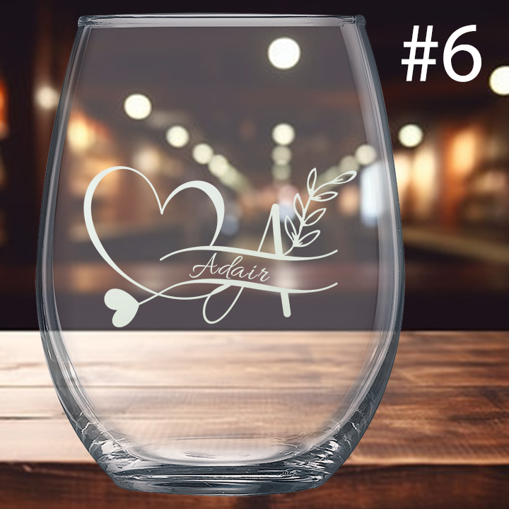 15oz Stemless Wine Glass - Monogram