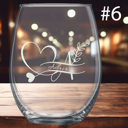 15oz Stemless Wine Glass - Monogram