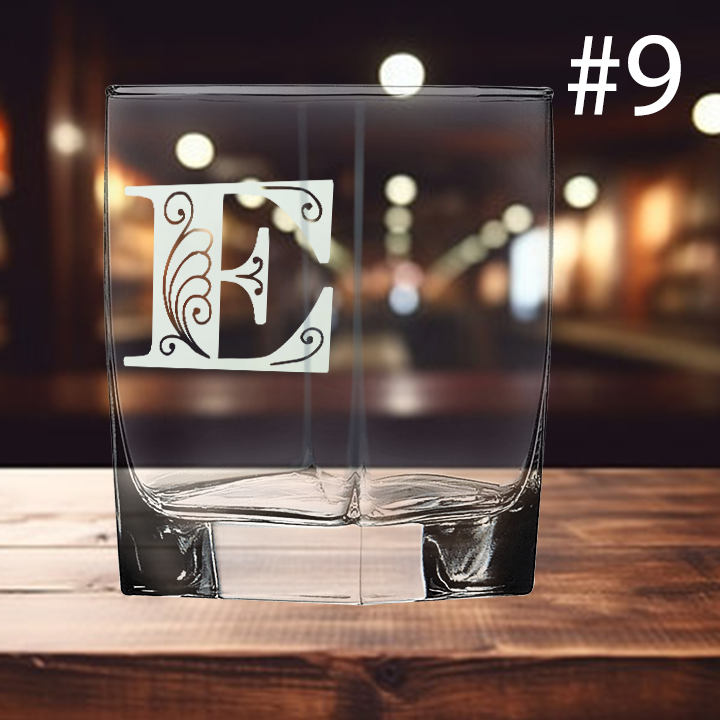 12oz Square Double Old Fashioned Glass - Monogram