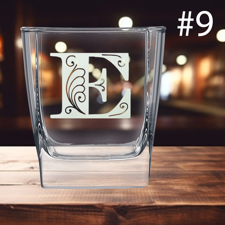 10.5oz Square On The Rocks Glass - Monogram