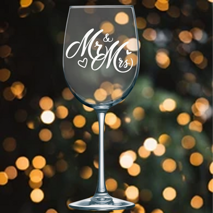 19oz Wine Glass - Bride and Groom