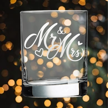 10.5oz On The Rocks Glass - Bride and Groom