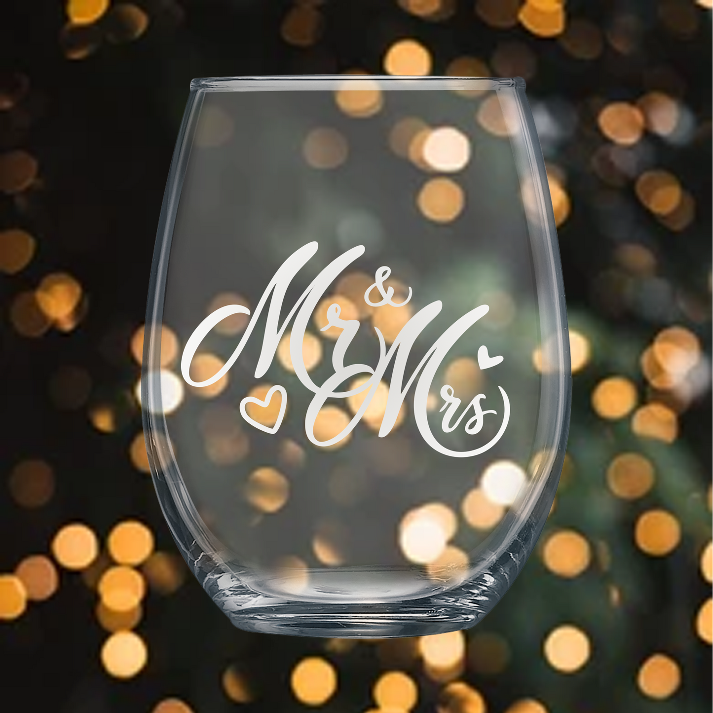 15oz Stemless Wine Glass - Bride and Groom