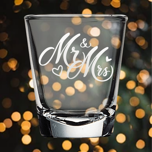 2oz Shot Glass - Bride and Groom