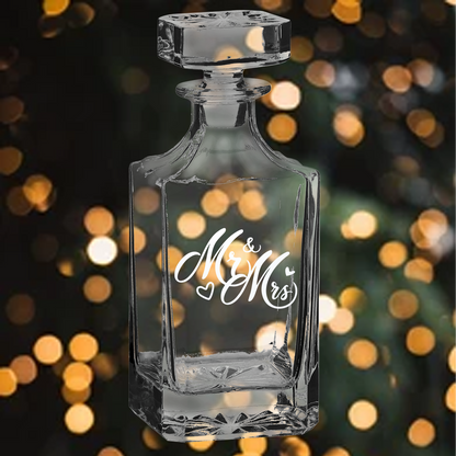 750ml Square Decanter - Bride and Groom